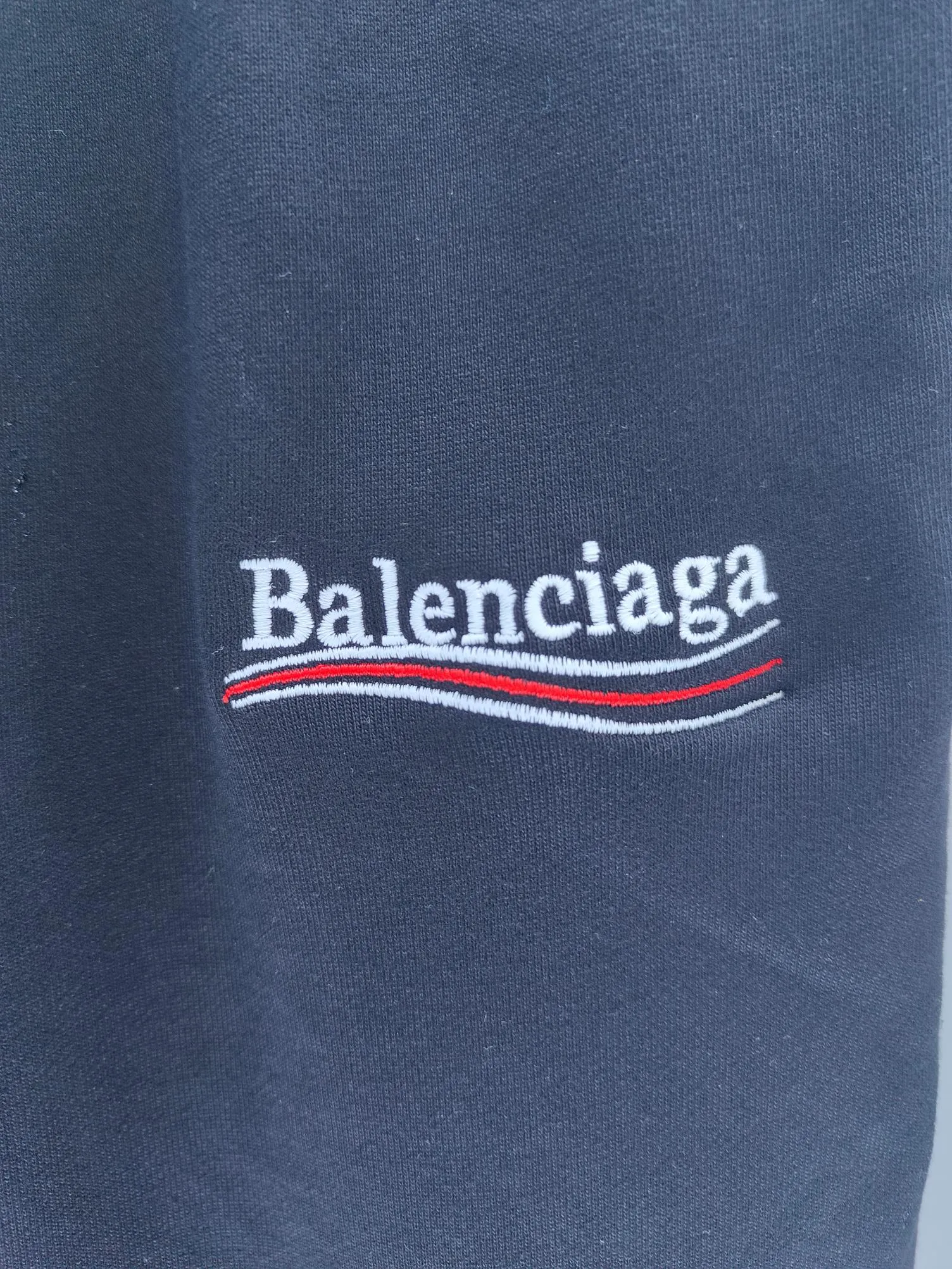 P125✨🔥 [Balenciaga] 2026 Autumn and Winter New Arrival Embroidered Trousers and Trousers Premium Pure Cotton Double-ply 400g Heavy Terry Cloth Fabric Color: Black Size: S M L XL 2XL